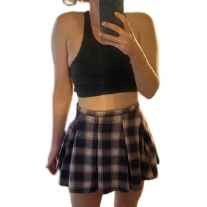 SO goods for life mini pleated plaid purple blue school girl skirt Sz small 7